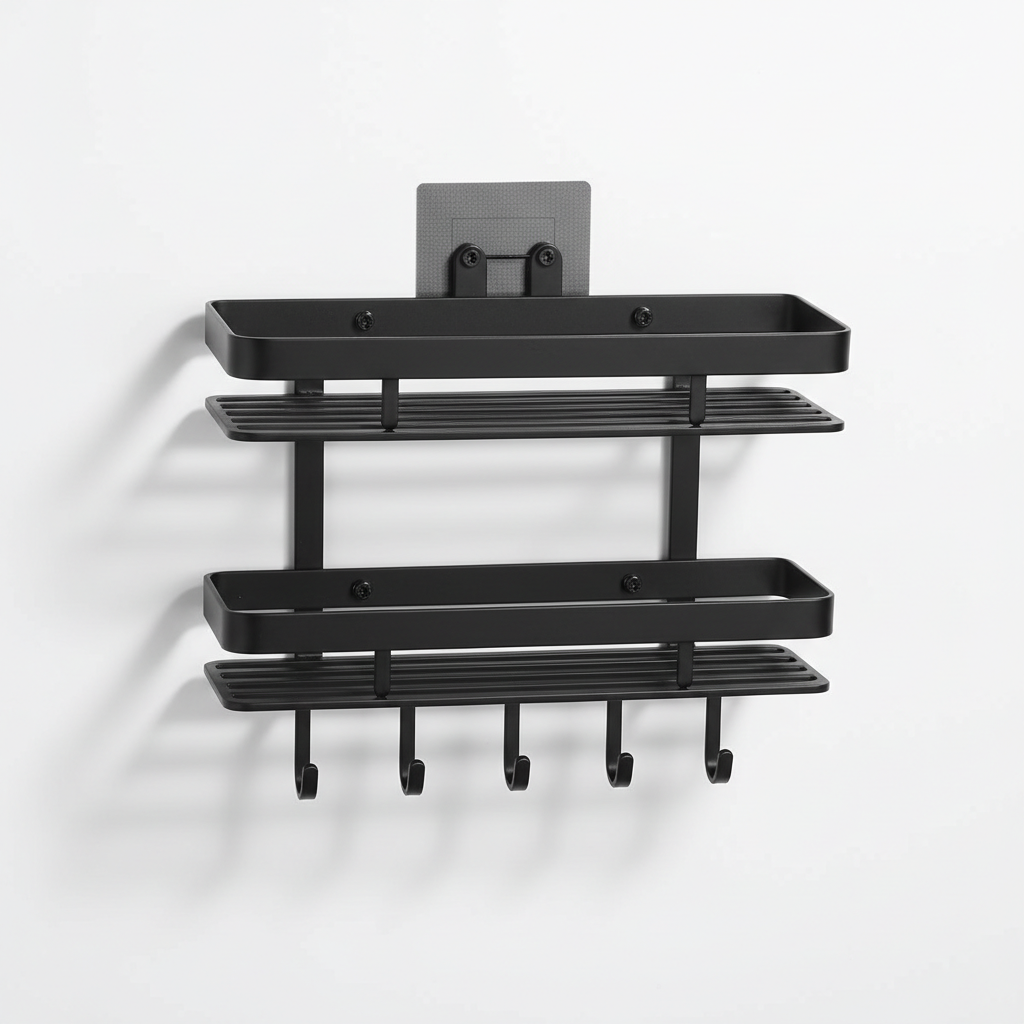 Adhesive Shower Caddy — Black