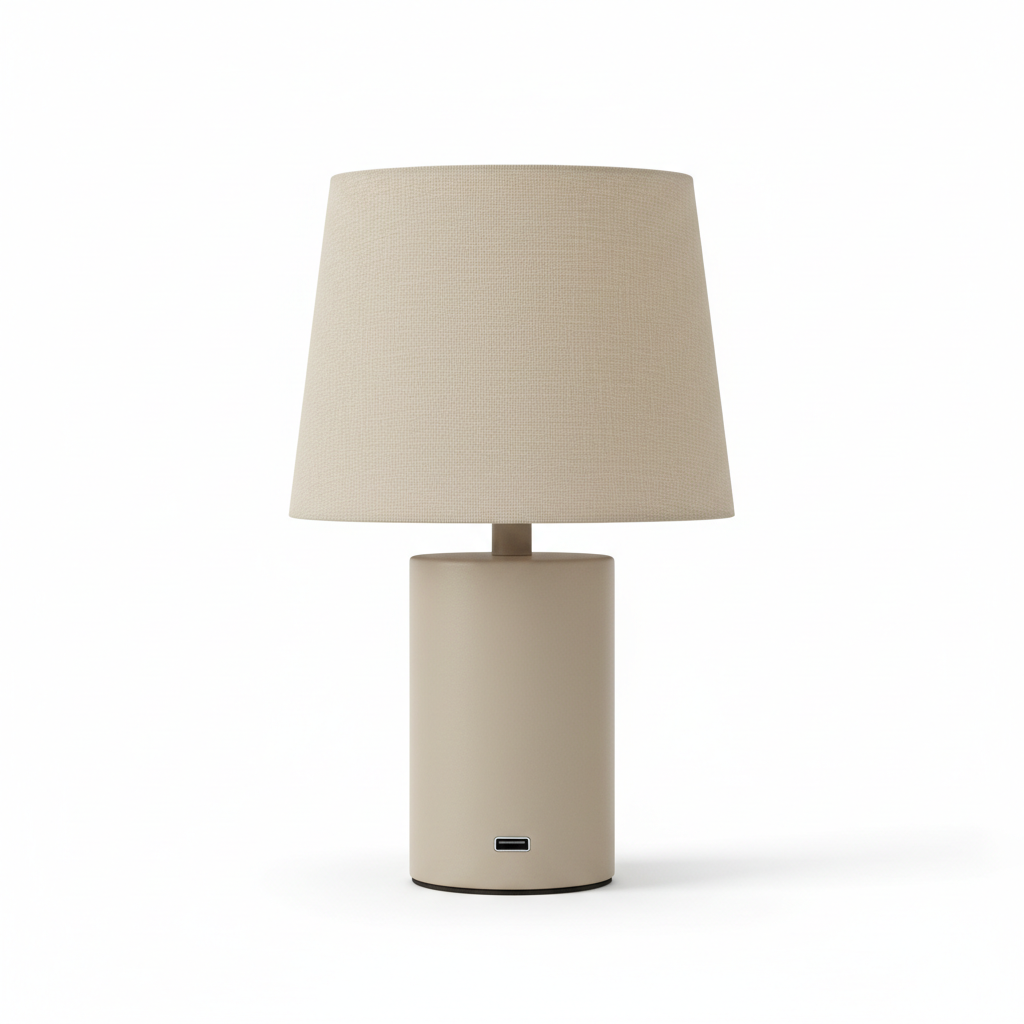 Desk Lamp w/ USB-C & AC Outlet — Beige